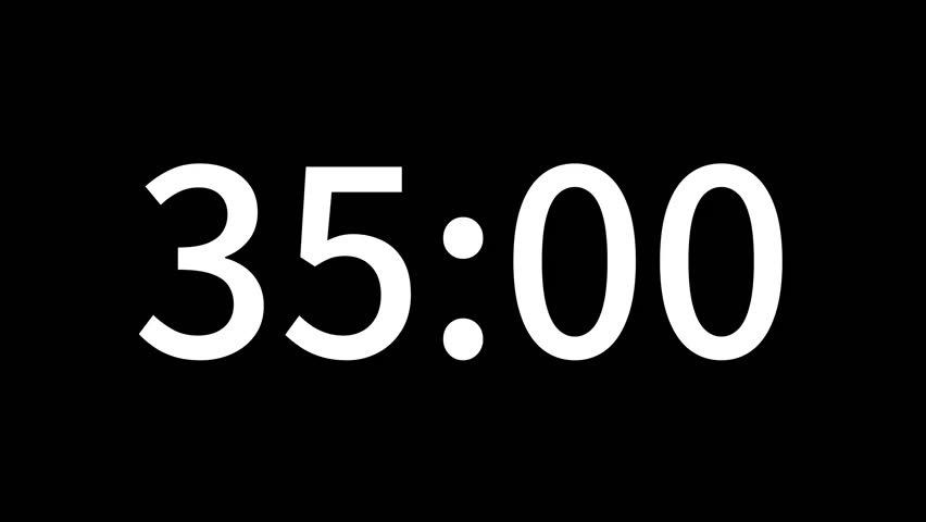 Countdown timer from 35 minute to 34 minute suitable for presentations, educational. The minimalist design ensures seamless integration with any video project. Ideal for editors looking for modern