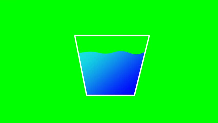 Drinking water that is filled into a glass of water .2D animation. Concept of healthy drinking water