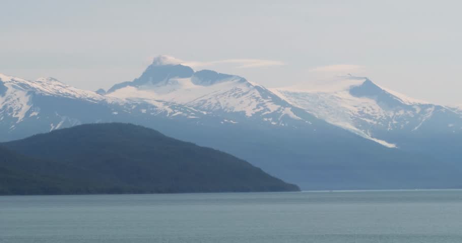 Beautiful snow-capped mountains around Juneau, Alaska, in summertime.