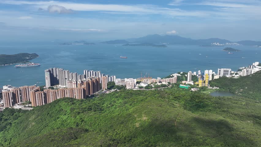Skyview of Pok Fu Lam Wah Fu Estate on Hong Kong Island near Aberdeen Wong Chuk Hang Ap Lei Chau Cyberport, highlighting unique hillside public housing design, urban redevelopment