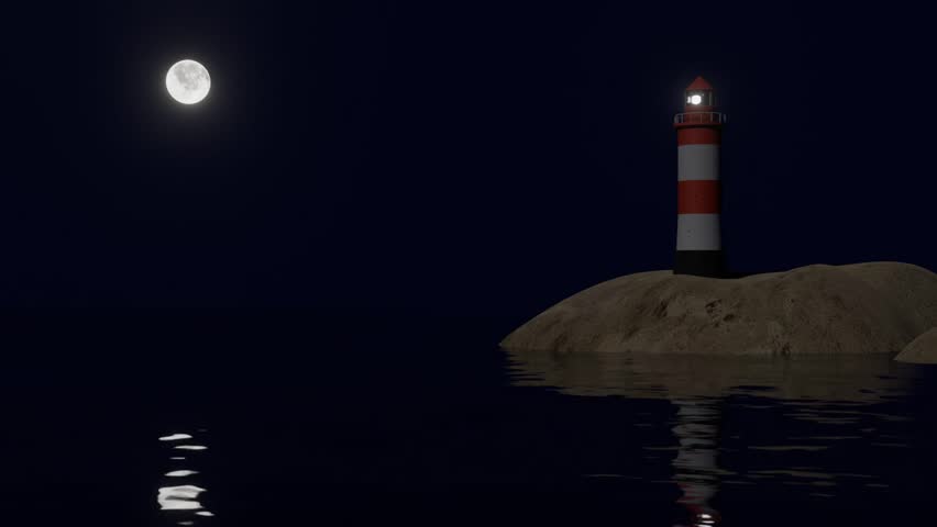 Light house with moon light