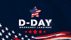  D-Day , normandy landing text animation with US flag waving - Powered by Shutterstock - Get 15% off with code: PIKWIZARD15
