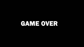 Game over text light. Looped Game Over Animation on Black Background with Glitch and Distortion Effect. Game over Text Animation Technology Background. 4k - Powered by Shutterstock - Get 15% off with code: PIKWIZARD15