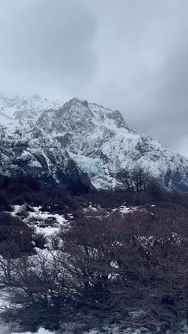 National Park Of Torres Del Paine In Puerto Natales Chile. Snowy Mountains. Glacier Landscape.