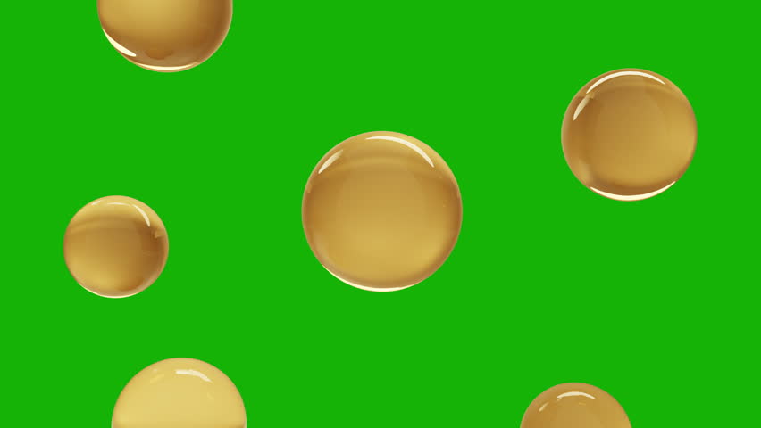 Animation 3D Golden Collagen Skin Serum and Vitamin illustration isolated on green screen  background. concept skin care cosmetics solution. 3d rendering.