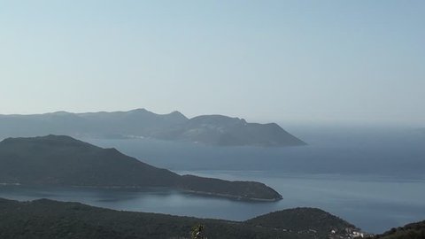 Panorama on the sea, land and islands, zoom out