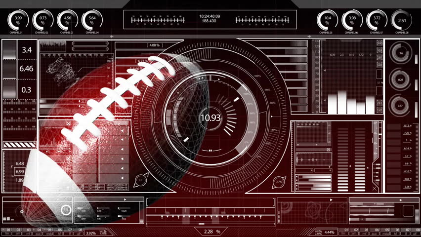 Sequence opening football graphic entering left spinning over gauge showing analytics update. Technology, data visualization, sports analytics, digital dashboard, motion graphics, user interface, - Powered by Shutterstock - Get 15% off with code: PIKWIZARD15