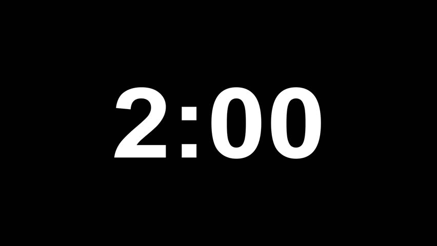 Two minute countdown animation on a transparent background, 2 minute countdown timer with alpha channel,