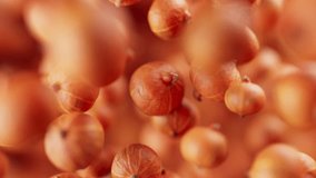 Animation of a group of pumpkins. Many pumpkins slowly rotate in the background in space. Horizontal composition. Defocus. Close-up. - Powered by Shutterstock - Get 15% off with code: PIKWIZARD15