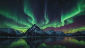 a stunning view of the Aurora Borealis, also known as the Northern Lights, dancing in bright green and purple hues across the dark night sky. - Powered by Shutterstock - Get 15% off with code: PIKWIZARD15