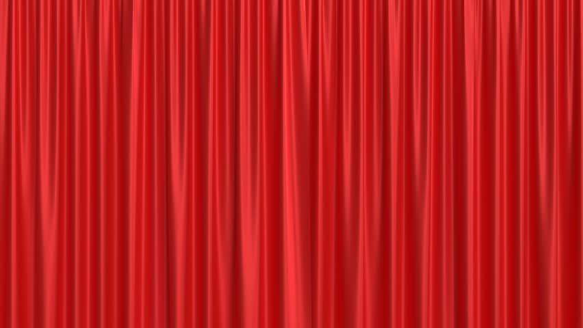 Curtains opening on a green background