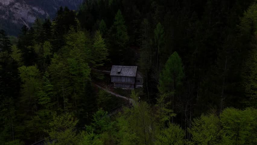 Aerial drone footage of the majestic Alpine mountains. Snow-capped peaks, lush valleys, and breathtaking natural scenery under a clear sky.

