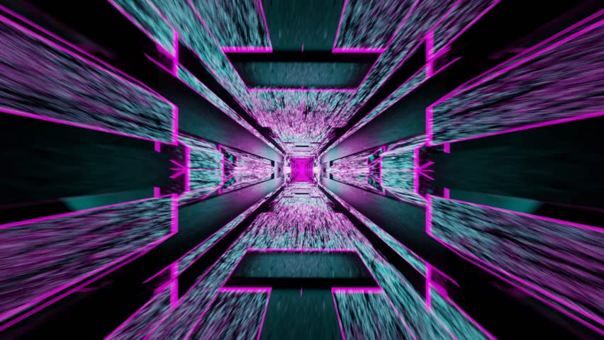 Futuristic Neon Corridor Seamless Animation. 3D Illustration