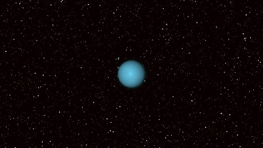 Beautiful animation of Uranus planet with starry universe background. Perfect for educational, sci fi, and space-themed content.