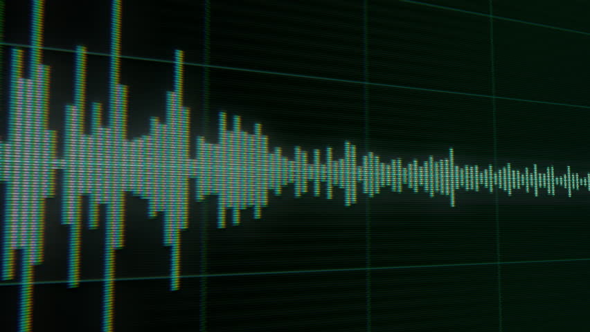Digital Voice Recording Waveform: Surveillance, Wiretapping, and Eavesdropping Audio Analysis. Green Sound Waves on Dark Grid for Audio Monitoring, Spying, Security, and Intelligence Operations