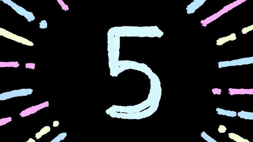 Pastel colored 5 second countdown and concentrated line in transparent background