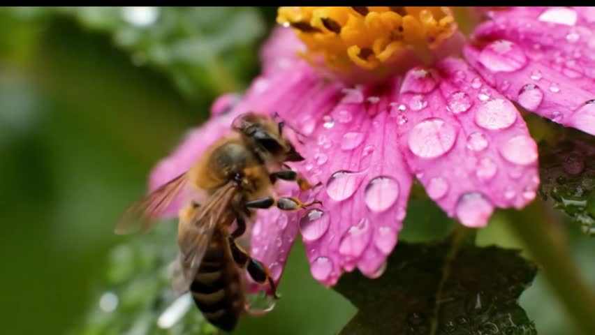 Honey bees are looking for nectar after heavy rain