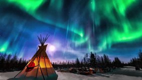 A stunning view of the Aurora Borealis reflecting on the calm surface of the lake, creating a colorful symmetry between the sky and its reflection. - Powered by Shutterstock - Get 15% off with code: PIKWIZARD15