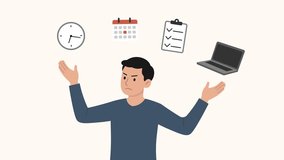 Overwhelmed Worker Juggling Time, Tasks, and Technology, Productivity and Stress Concept - Powered by Shutterstock - Get 15% off with code: PIKWIZARD15