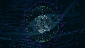 Spawning rotating wireframe sphere while red and blue graphs drawing percent labels showing trends. Digital, analytics, futuristic, innovation, technology, data visualization, network - Powered by Shutterstock - Get 15% off with code: PIKWIZARD15