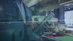 Kitchen manager shifting tablet charts monitoring performance while woman scrolling data at home. Technology, analytics, business, professionalism, digital, connectivity, modern - Powered by Shutterstock - Get 15% off with code: PIKWIZARD15