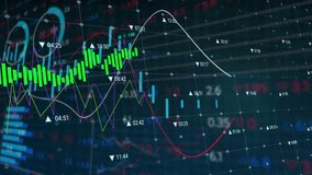 Starting green bars rising, white curve reversing, lines weaving, rising bars showing market trends. Financial analysis, market metrics, data visualization, technical indicators, digital interface, - Powered by Shutterstock - Get 15% off with code: PIKWIZARD15
