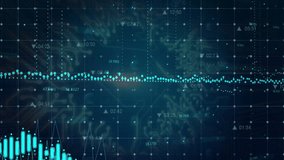 At start candlestick chart and trend line moving to show sector icons appearing sequentially. Financial analysis, data visualization, digital dashboard, business intelligence, dynamic interface, - Powered by Shutterstock - Get 15% off with code: PIKWIZARD15