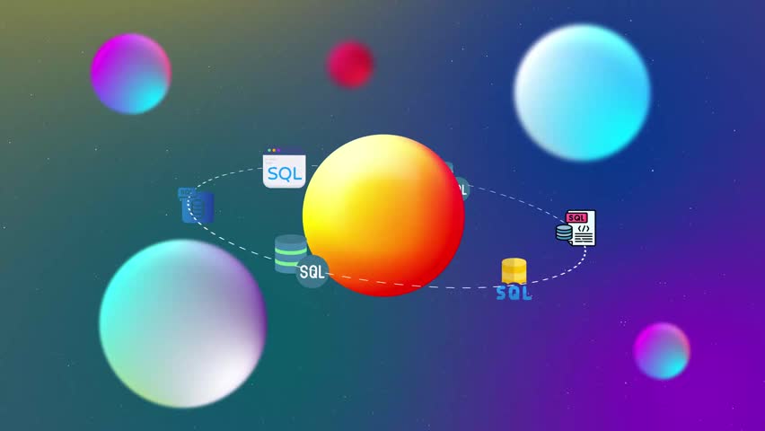 SQL Icons With 3d Orbit Style Animation