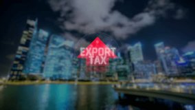 Global Export Tax Concept with Arrow Symbol over Cityscape at Night, Representing Tariffs and Economic Policy Impact on International Trade. Consignment. - Powered by Shutterstock - Get 15% off with code: PIKWIZARD15