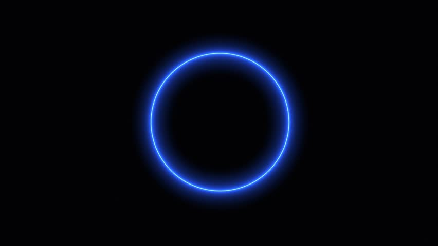 Glowing Neon Circle Lines on a Black Background. Tech Wave Animation. 4K