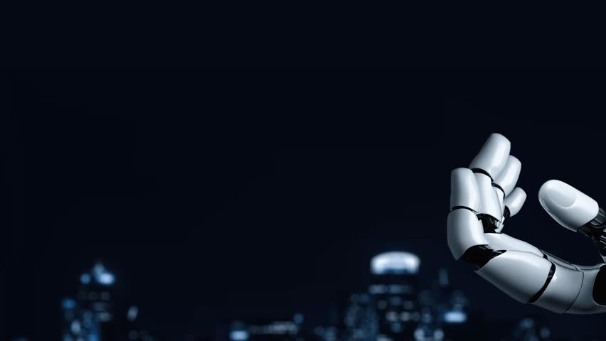 Futuristic robot artificial intelligence enlightening AI technology development and machine learning concept. Global robotic block chain science research for future of human life. 3D rendering graphic - Powered by Shutterstock - Get 15% off with code: PIKWIZARD15