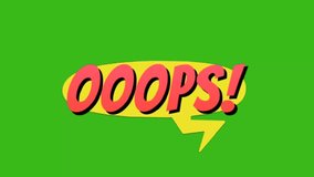 A vibrant red "OOOPS!" text in a yellow comic speech bubble with a lightning bolt tail on a bright green background - Powered by Shutterstock - Get 15% off with code: PIKWIZARD15