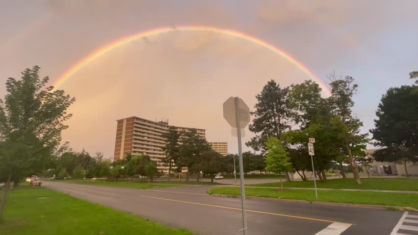 Double rainbow with beautiful scenery 