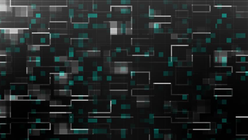 A seamless loop animation featuring aqua-colored cubes combined with sleek technological lines, creating a modern and futuristic abstract background. Perfect for technology projects, presentations.