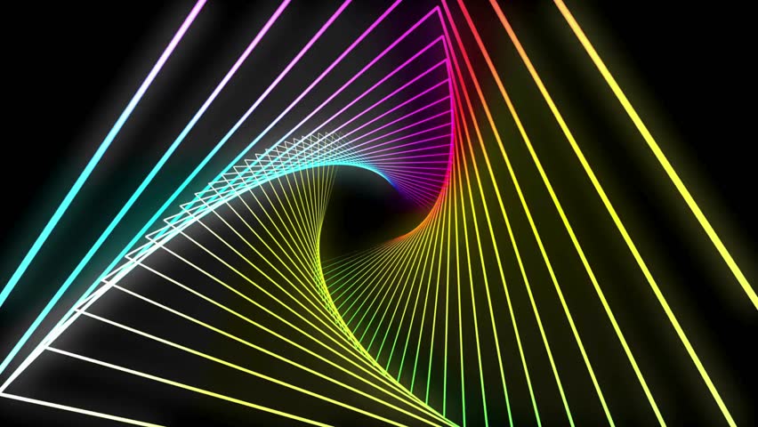 Flowing rainbow light waves and glowing lines create an abstract, colorful motion design on a dark backdrop.