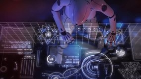 Robot using futuristic touchscreen interface with data analysis - Powered by Shutterstock - Get 15% off with code: PIKWIZARD15