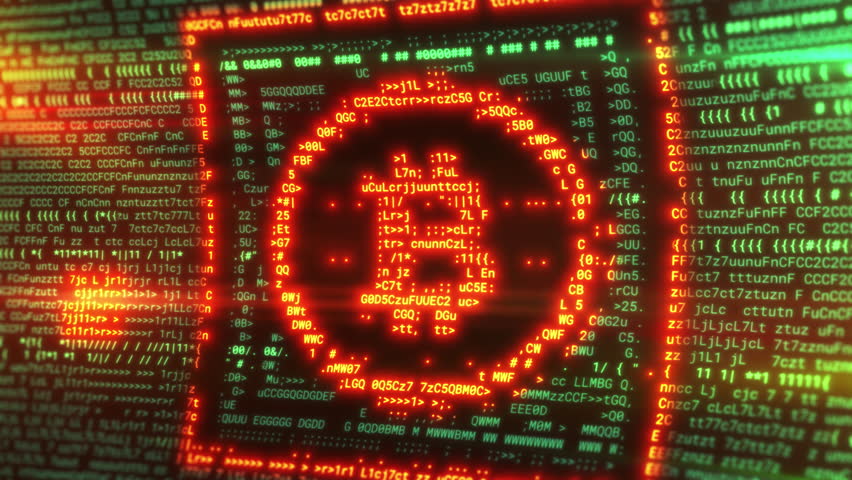 Bitcoin symbol emerging from programming code on screen - Powered by Shutterstock - Get 15% off with code: PIKWIZARD15