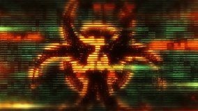 Biohazard symbol emerging from digital rain of binary code - Powered by Shutterstock - Get 15% off with code: PIKWIZARD15