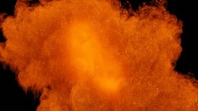 abstract, dynamic explosion of vibrant orange particles. It features a fiery, glowing cloud of dust or powder, showcasing motion and an effect against a dark background. 3D render - Powered by Shutterstock - Get 15% off with code: PIKWIZARD15