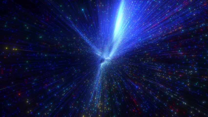 hyperspace interstellar travel at warp speed through a vibrant blue space nebula. Stars streak past in a mesmerizing cosmic journey, perfect for sci-fi, abstract, or background visuals. 3D render