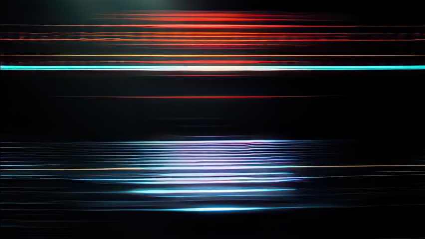 Distorted neon trails ripple through a grid of light and grunge, layered with synthetic flares and seamless motion. Ideal for VJ shows, tech intros, or glitch backgrounds.