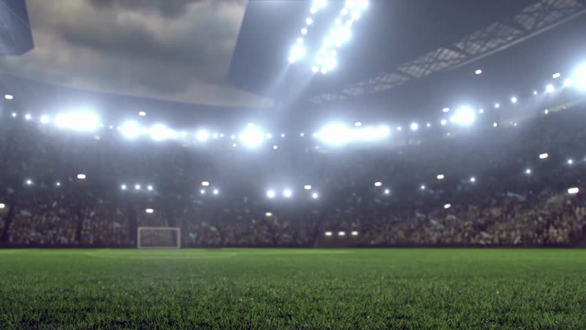 competition sport championship empty field with crowd abstract with floodlight in 3D video footage