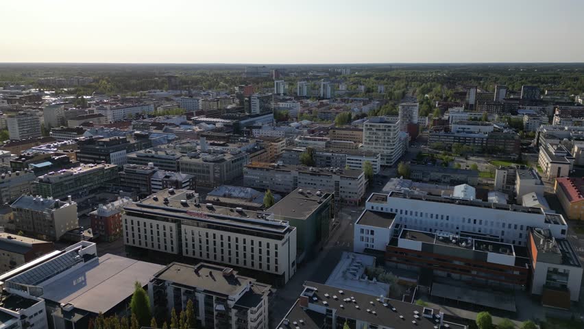 Oulu, Finland – 06 04 2025:Downtown in summer morning