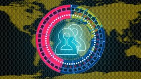 Glowing technology circular people icons and man icon animation and leadership icon . Animation of the network connections. futuristic digital network circle technology background - Powered by Shutterstock - Get 15% off with code: PIKWIZARD15