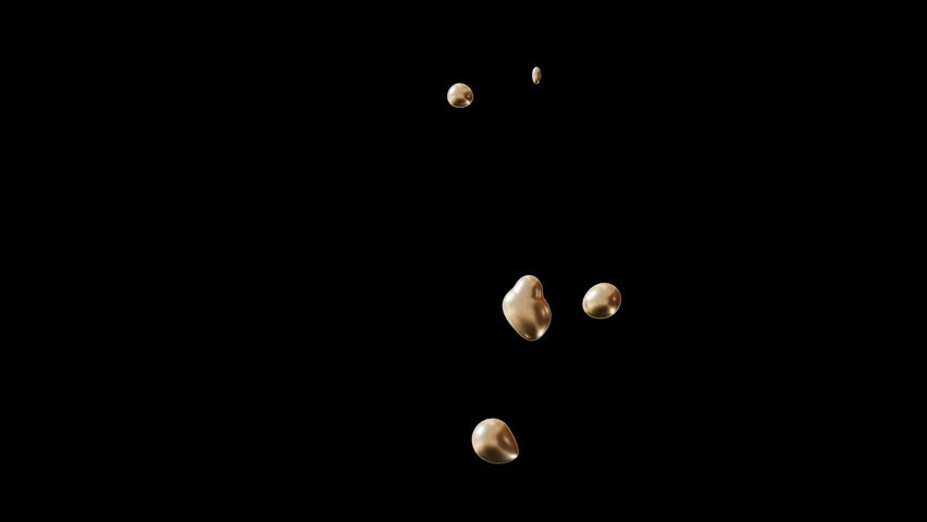 Motion graphic with golden liquid number 4 on transparent background, with alpha channel. Isolated 3D animation with numeral four. Fourth Birthday or anniversary. Fluid, molten gold effect.