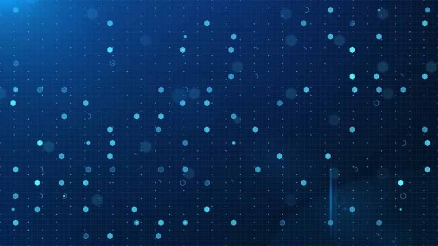 Futuristic Blue Digital Data Background with Grid and Floating Dots Animation