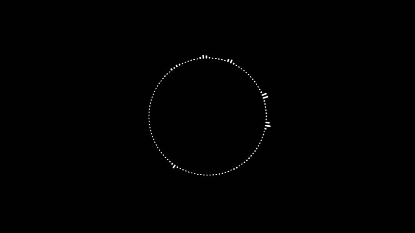 Circular loop interface audio voice music sound spectrum equalizer, 4k footage, sound waves animation on black and white background.