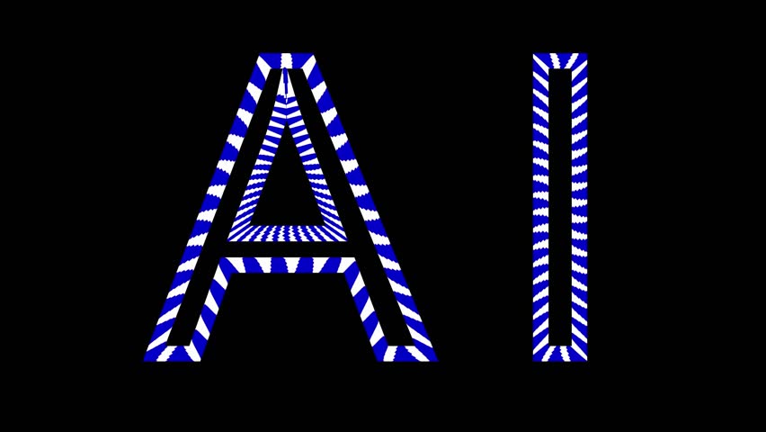 Simple animated word AI in bold capital letters. Seamless loop video.