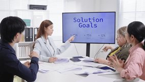 diverse group of business professionals gathers in a modern office for a strategic brainstorming meeting focused on agile development and artificial intelligence solutions business ideas office studio - Powered by Shutterstock - Get 15% off with code: PIKWIZARD15