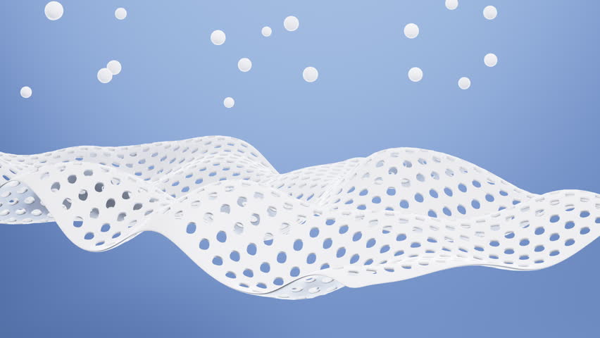 Multiple layers of wave-shaped design for the mattress background, Suite for the presentation of diaper, wet wipes, sanitary pads, mattresses and so on. 3d rendering. Motion Graphic.